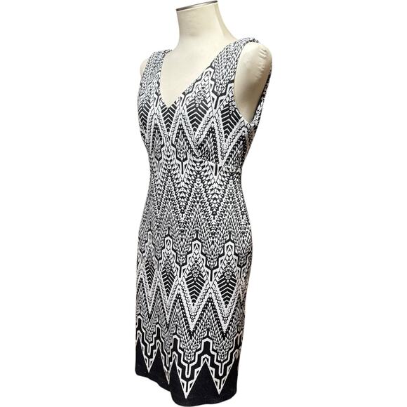Calvin Klein Sleeveless V-Neck Sheath Dress Black White 8 - Picture 3 of 8